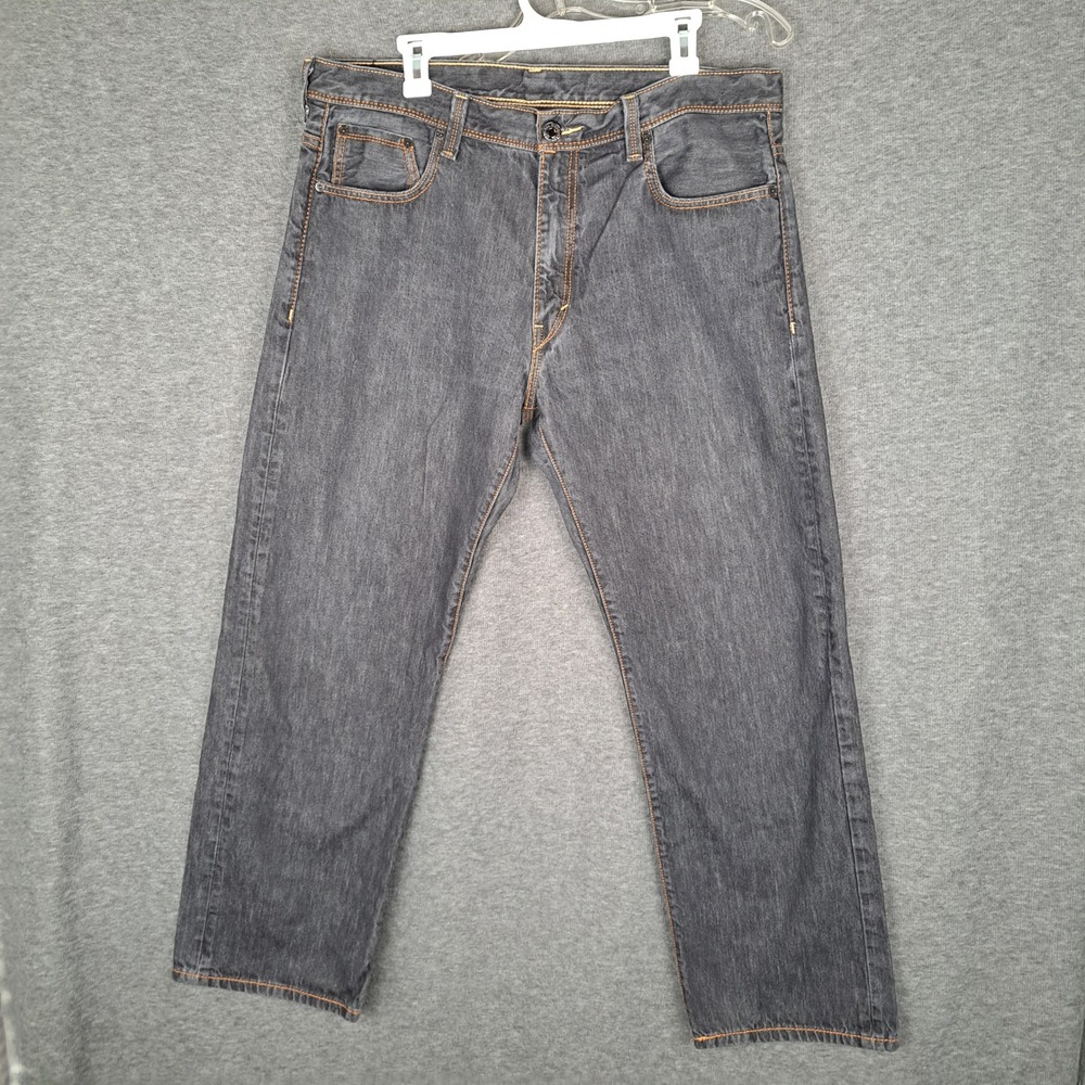 Levi's 569 Loose Straight Jeans Men 36x32 Dark Wash Gray Flap Pocket Denim 2011